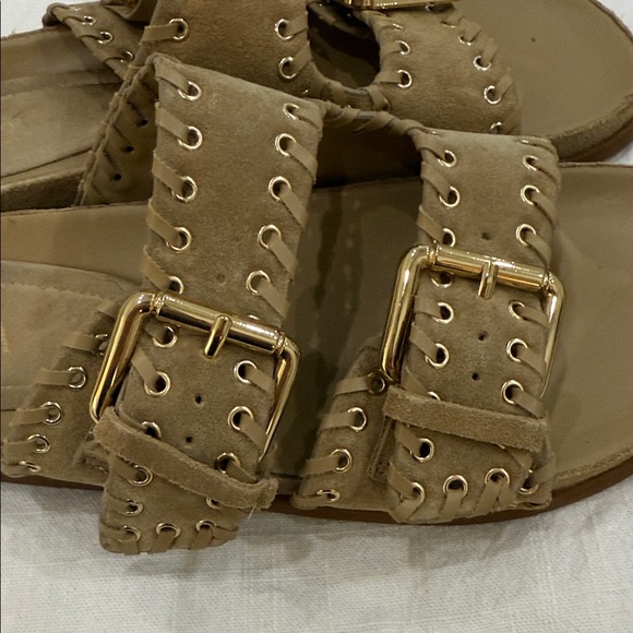 Zara Tan Suede Buckle Sandals {Size 37} - Picture 3 of 5